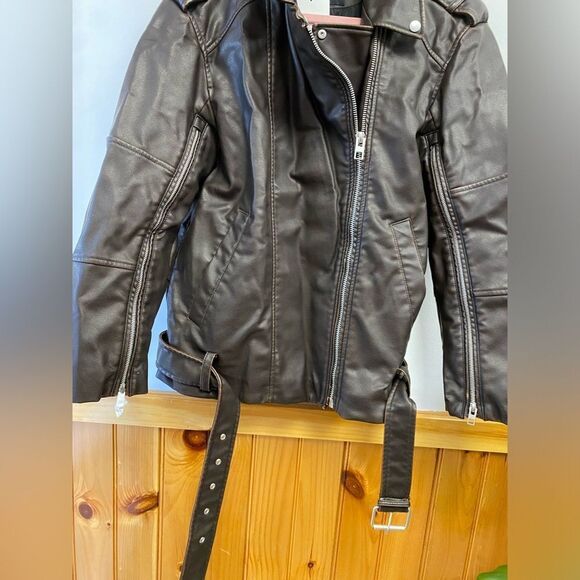 NWT ZARA WASHED FAUX LEATHER OVERSIZED BIKER Jacket Sz S - Picture 5 of 7